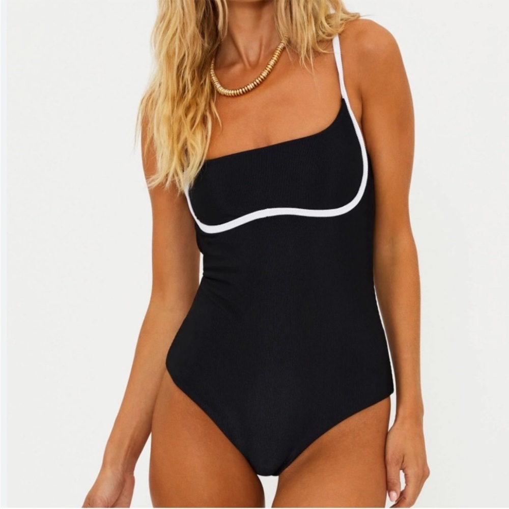 Beach Riot Faith Black and White One-Piece Swimsuit Size XL